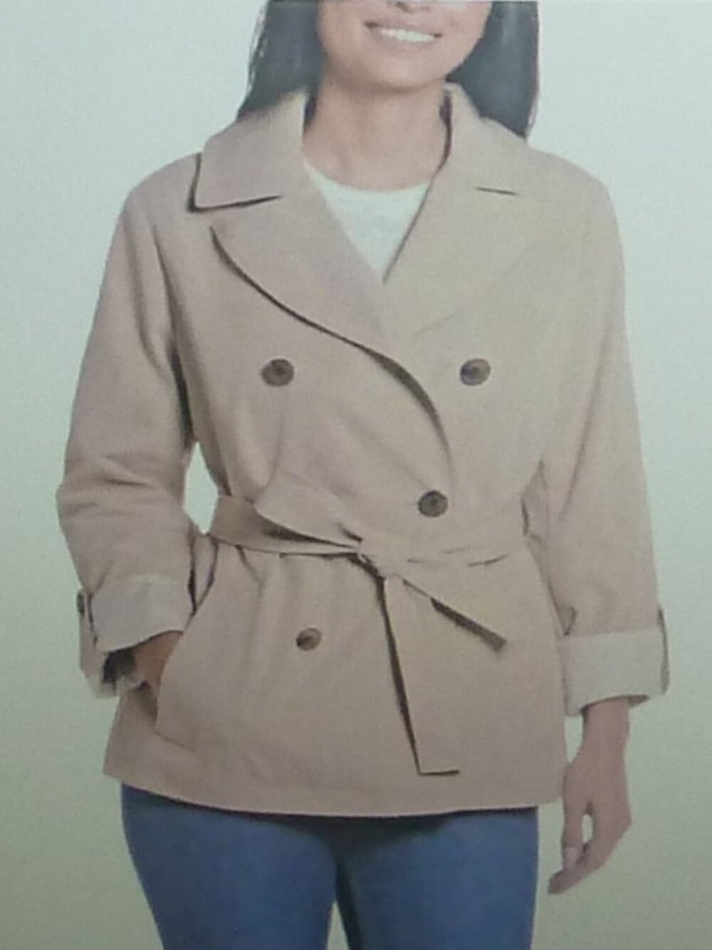 Weatherproof Womens Double Breasted Trenchcoat Spring Jacket Medium